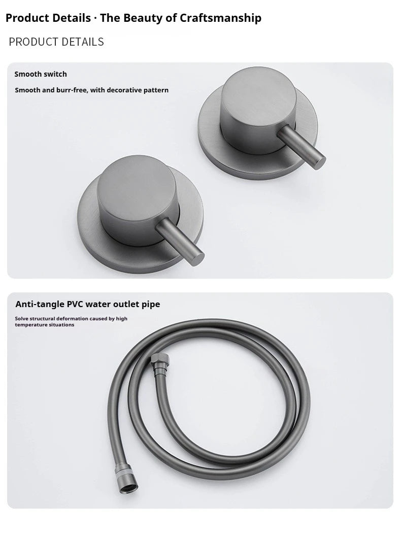 Farrete Concealed Wall-Mounted Bathtub Faucet Gun Grey All-Copper