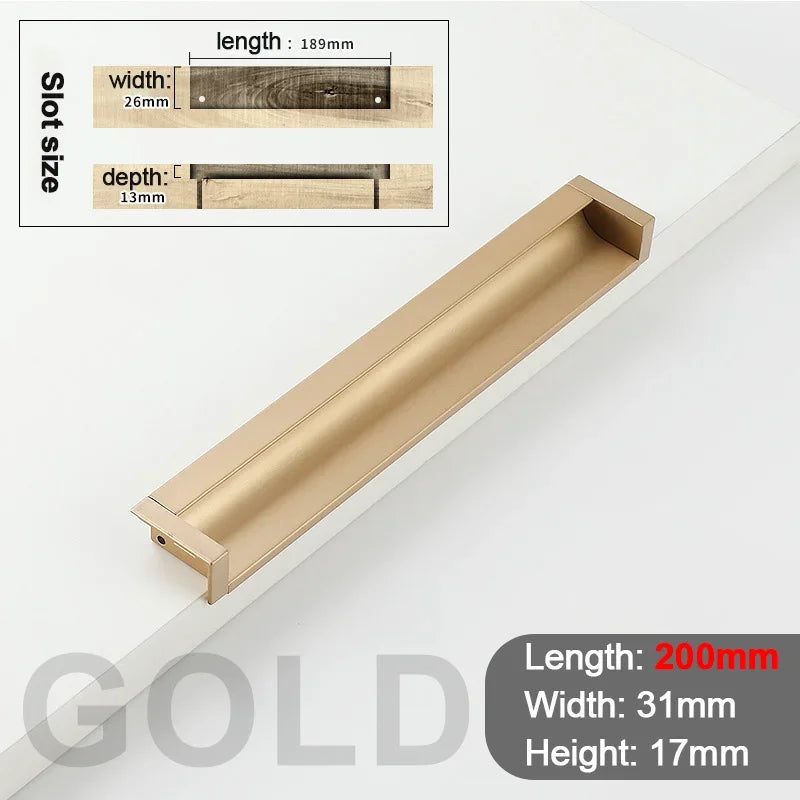 100-400mm Recessed Cabinet Drawer Pull Handle Bathroom Furniture