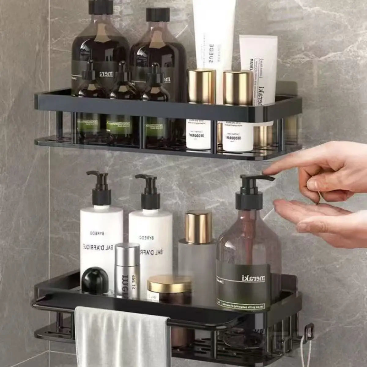 2pcs Bathroom Shelf Storage Organizer Abs Shampoo Rack