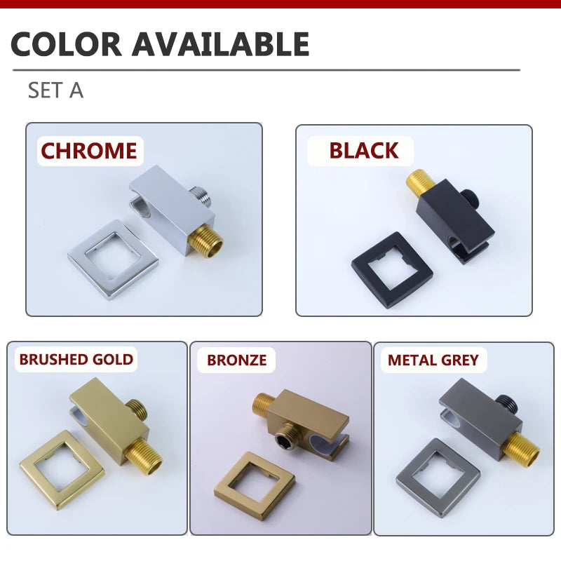 Square Hand Shower Bracket Brass Body Angel Adjustable
