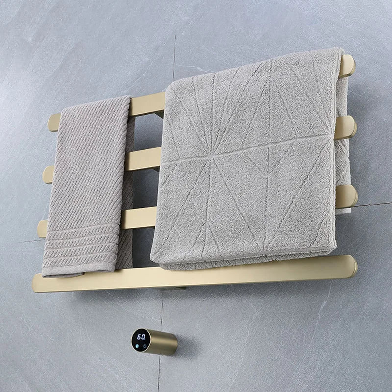 Brushed Gold Hidden Installation Towel Warmers Temperature Time