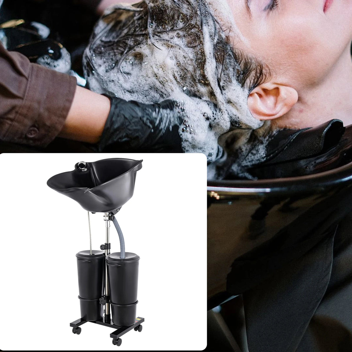 Shampoo Bowl Electric Pump & Dual-Bucket Hair Washing