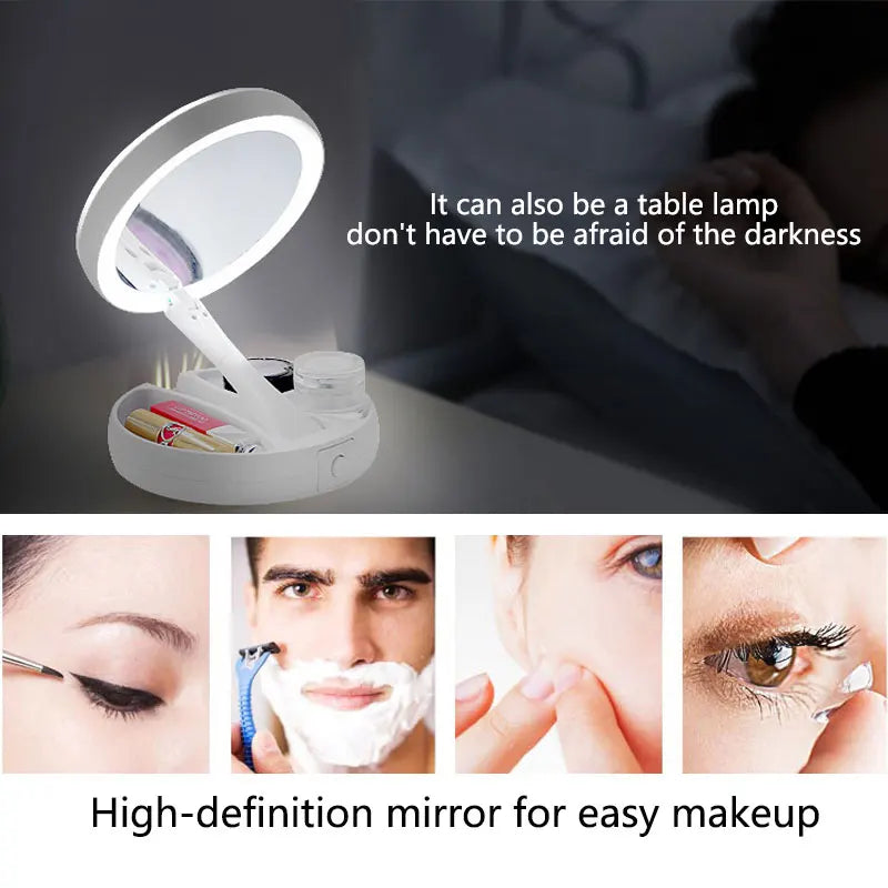 Flexible Foldable 1x 10x Magnifying Vanity Mirror Led
