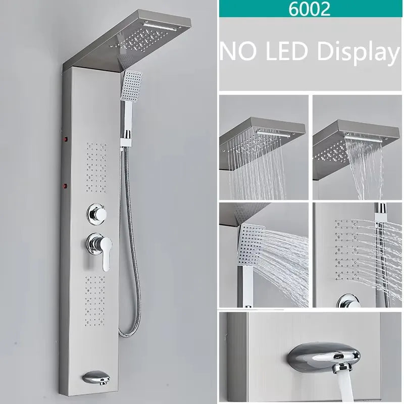 Rain Waterfall Shower Panel Faucet Body Massage Jets