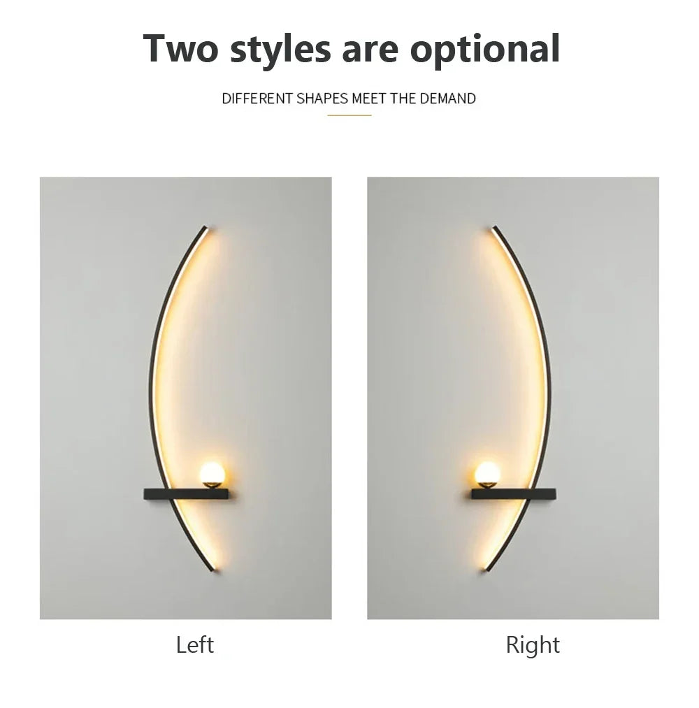 Modern Led Simple Art Bedroom Bedside Wall Lamp