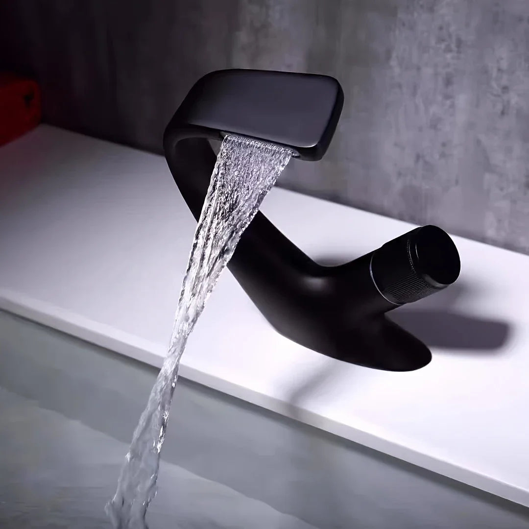 All Copper Black Washbasin Waterfall Faucet Cold Toilet