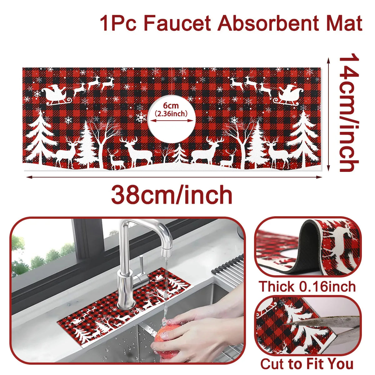 Christmas Absorbent Mat Bathroom Sink Faucet Mats Non