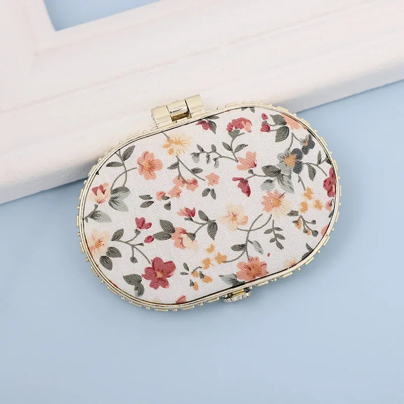 Vintage Foldable Makeup Mirror Mini Heart Round Makeup