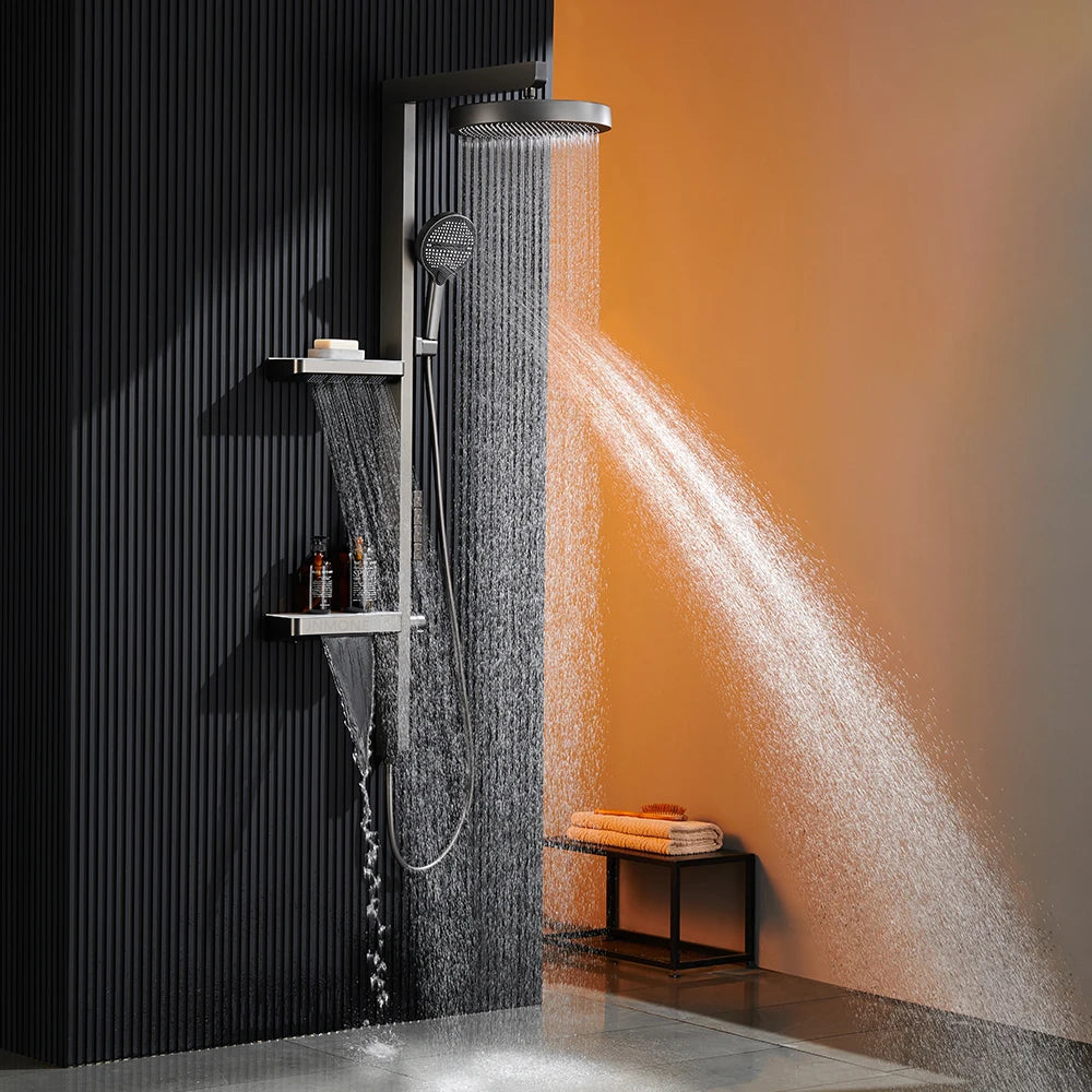 Luxury Bathroom Smart Rainfall Shower System Wall Mounted