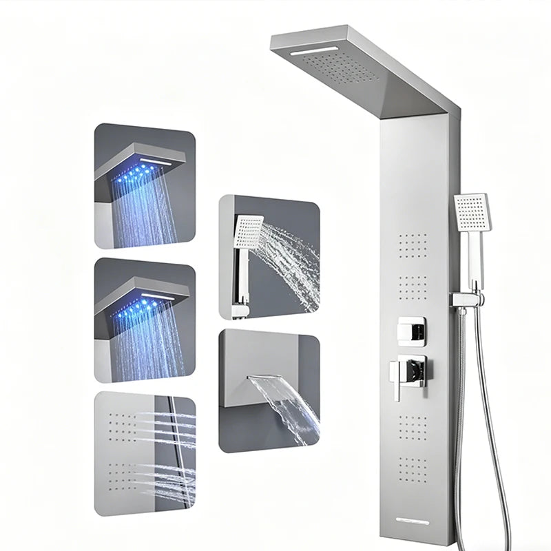 Rain Waterfall Shower Panel Faucet Body Massage Jets