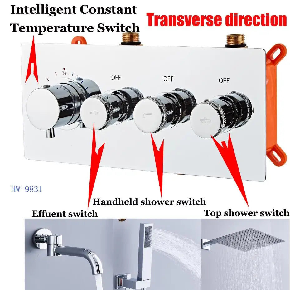 Solid Brass Valve Concealed Thermostat Trim Two Or