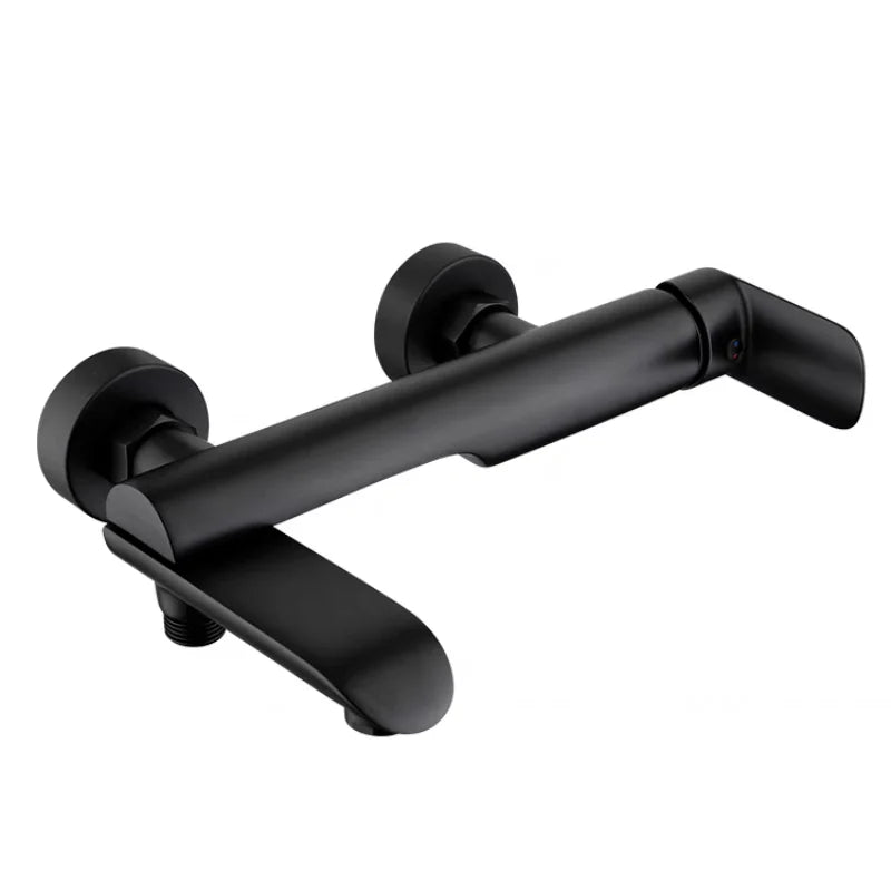 Brass Wall-Mounted Shower Faucet Handle Tap White Chrome