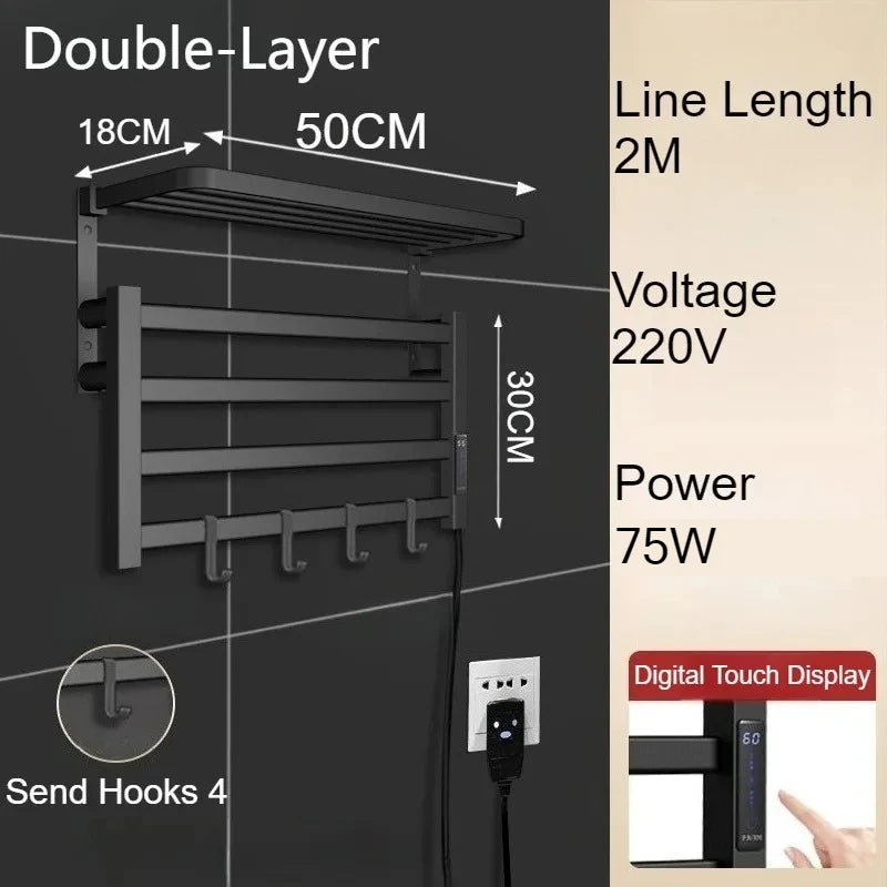 Metal Electric Heated Towel Rail Smart Disinfection Thermostat