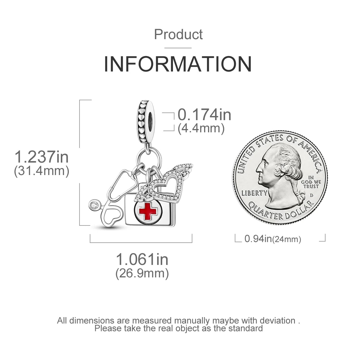 Medicine Cabinet Stethoscope Charm Pendant 925 Silver Original