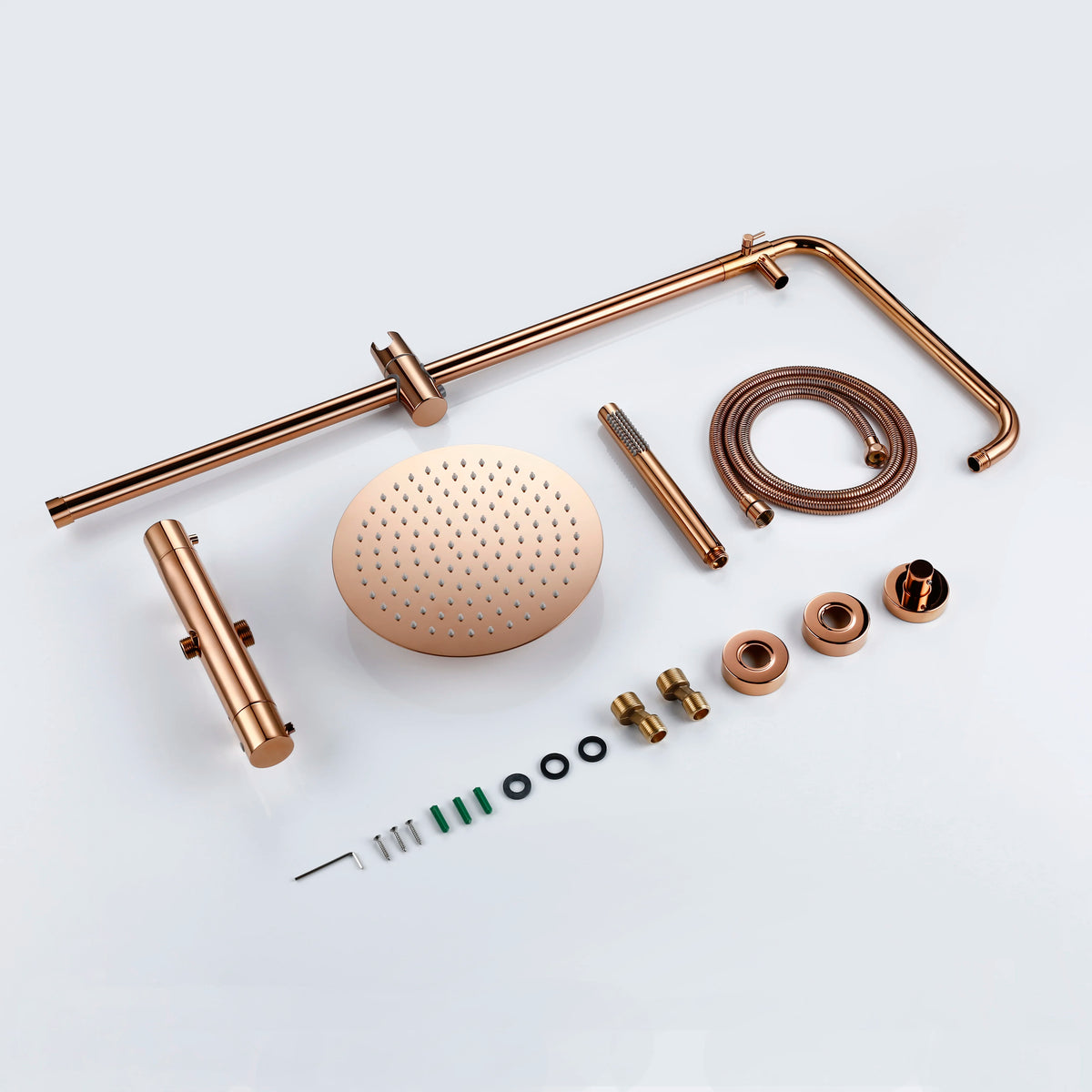 Rose Gold Thermostatic Shower Falcet Sets Wall Mount