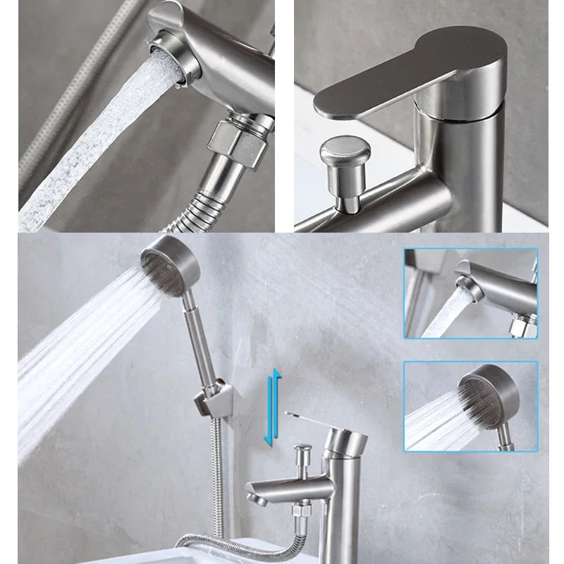 Bathroom Basin Faucet Stainless Steel Handle Sink Faucets