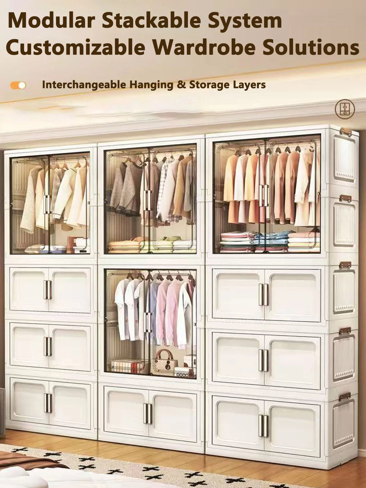 Multi-Functional Folding Storage Cabinet Doors White/Black/Gray