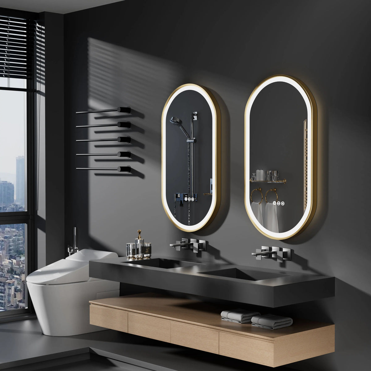 Large Led Oval Bathroom Mirror Stepless Dimmable Lighted