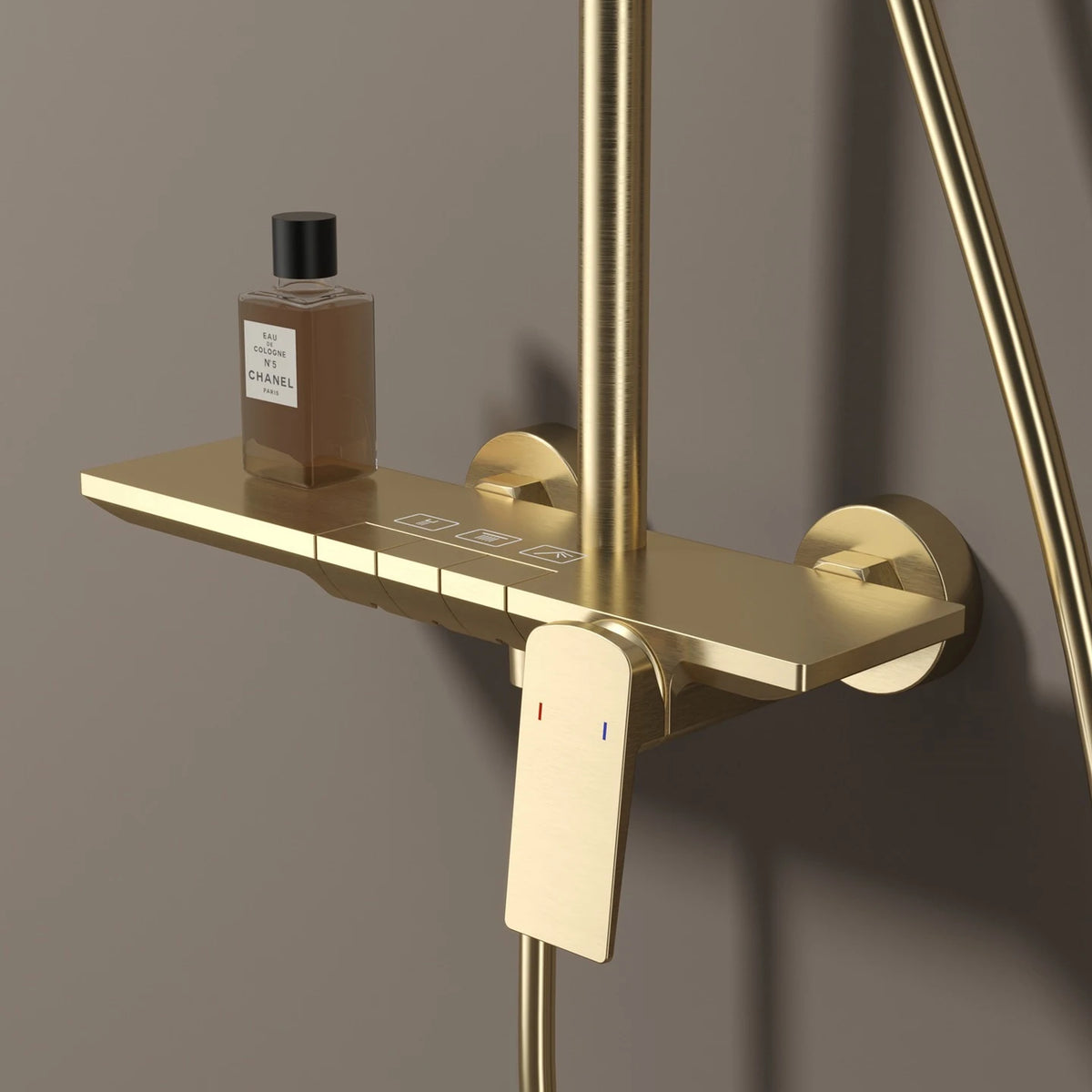 Brushed Gold Piano Bathroom Shower System Faucet 12