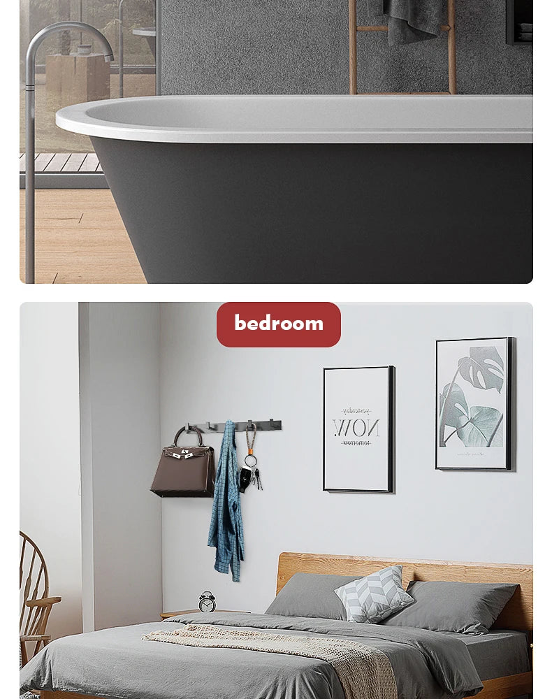 Bathroom Hardware Robe Hooks Matte Black/Gun Grey Color