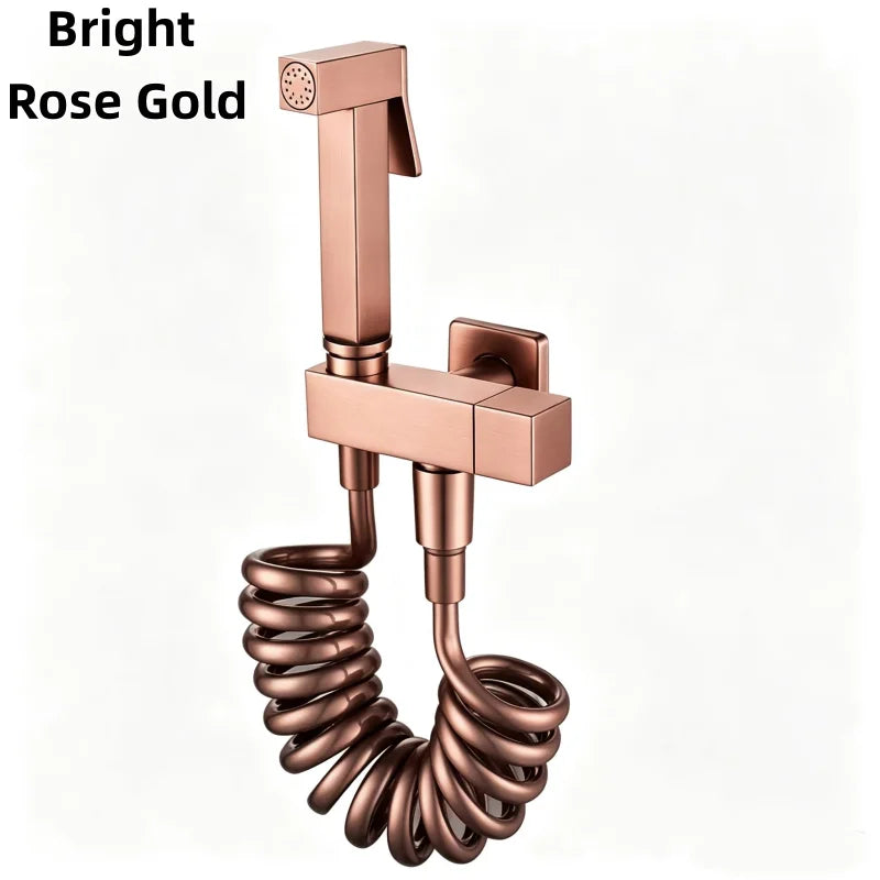 Brushed Rose Gold Brass Handheld Bidet High Voltage