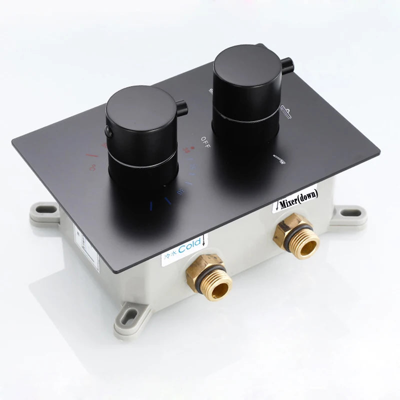 Langyo Matte Black Thermostatic Shower Faucet Mixing Valve