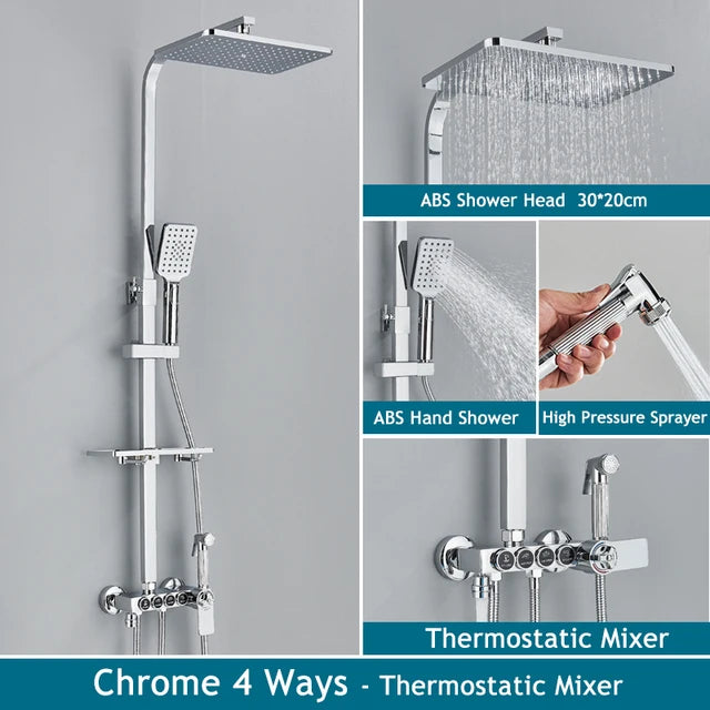Thermostatic Bathroom Shower System Solid Brass Bathroom Faucets