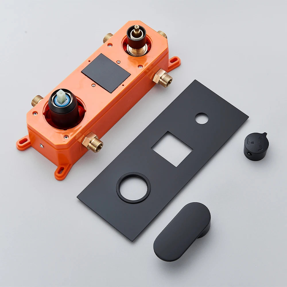 Black Embedded Ceiling Shower Head Intelligent Remote Control