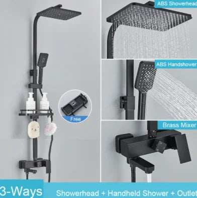 Wanmivezlo Black/Chrome Brass Shower Faucet Bathroom Shower Mixer