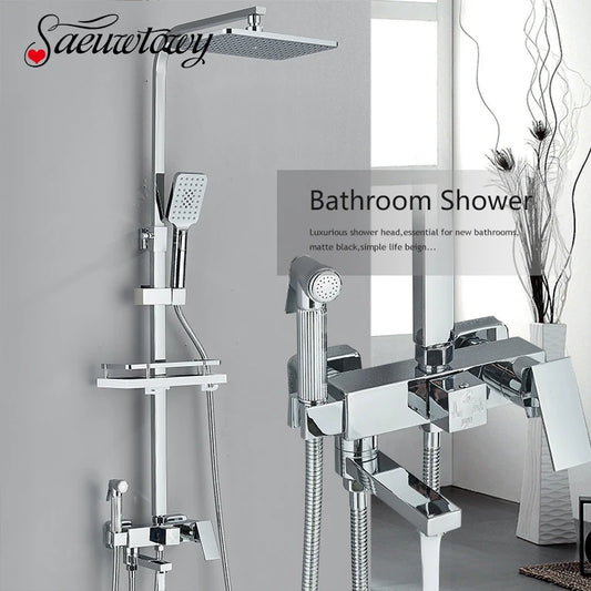 3/4-Way Shower Faucet Rainfall Shower Cold Water Mixer