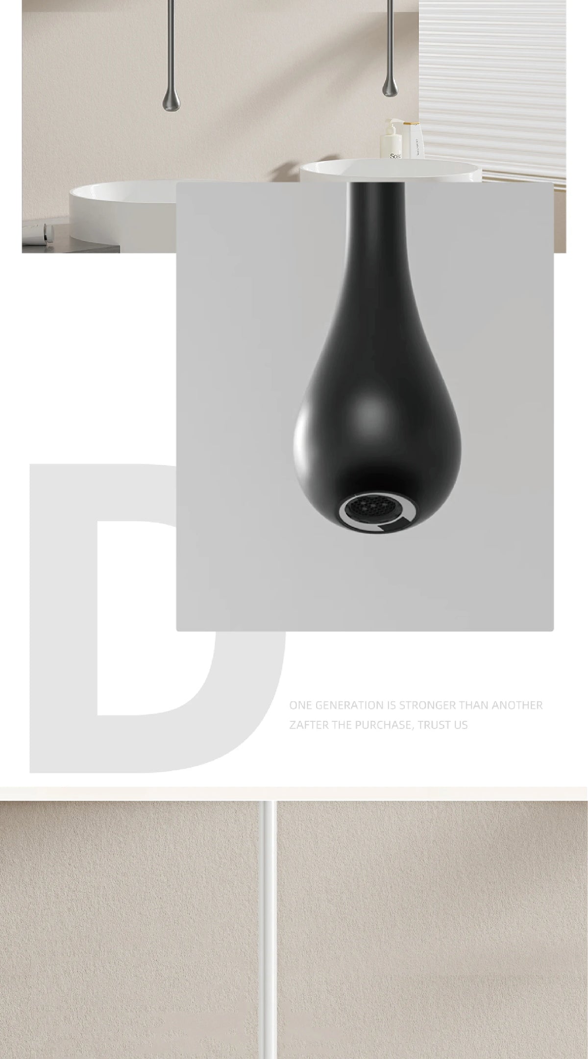 Luxury Matte Black Brass Ceiling Style Water Outlet