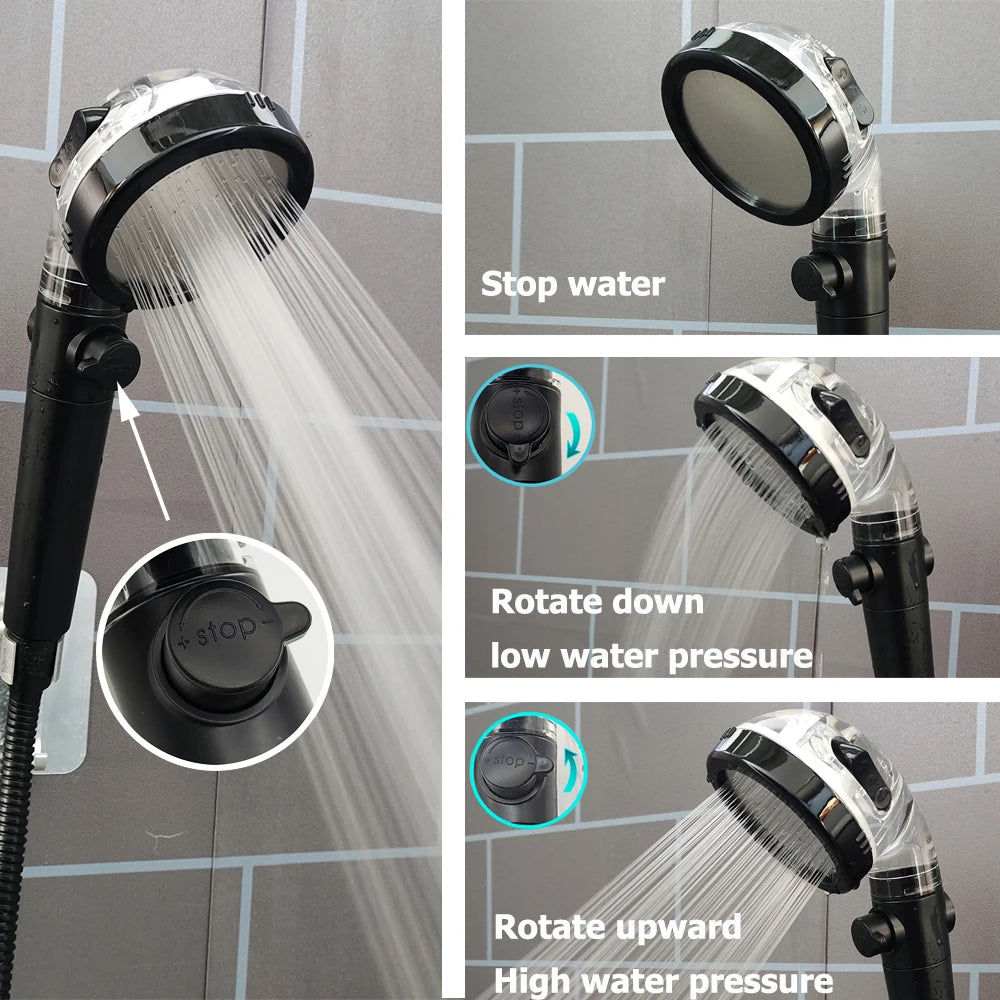 Led Digital Temperature Display Shower Head Modes Large