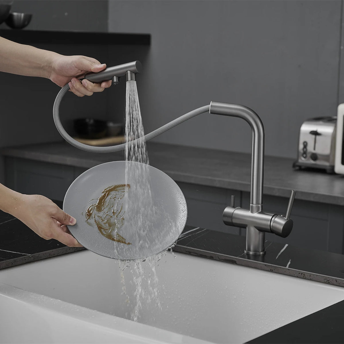 Brushed Nickel Pull Out Filter Faucets Quality Brass