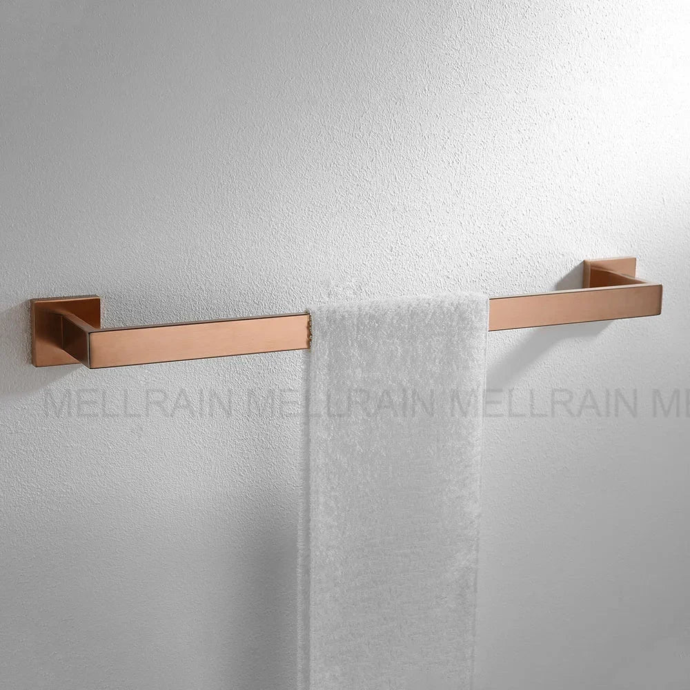 Brushed Rose Gold Towel Rack Robe Hook Bathroom