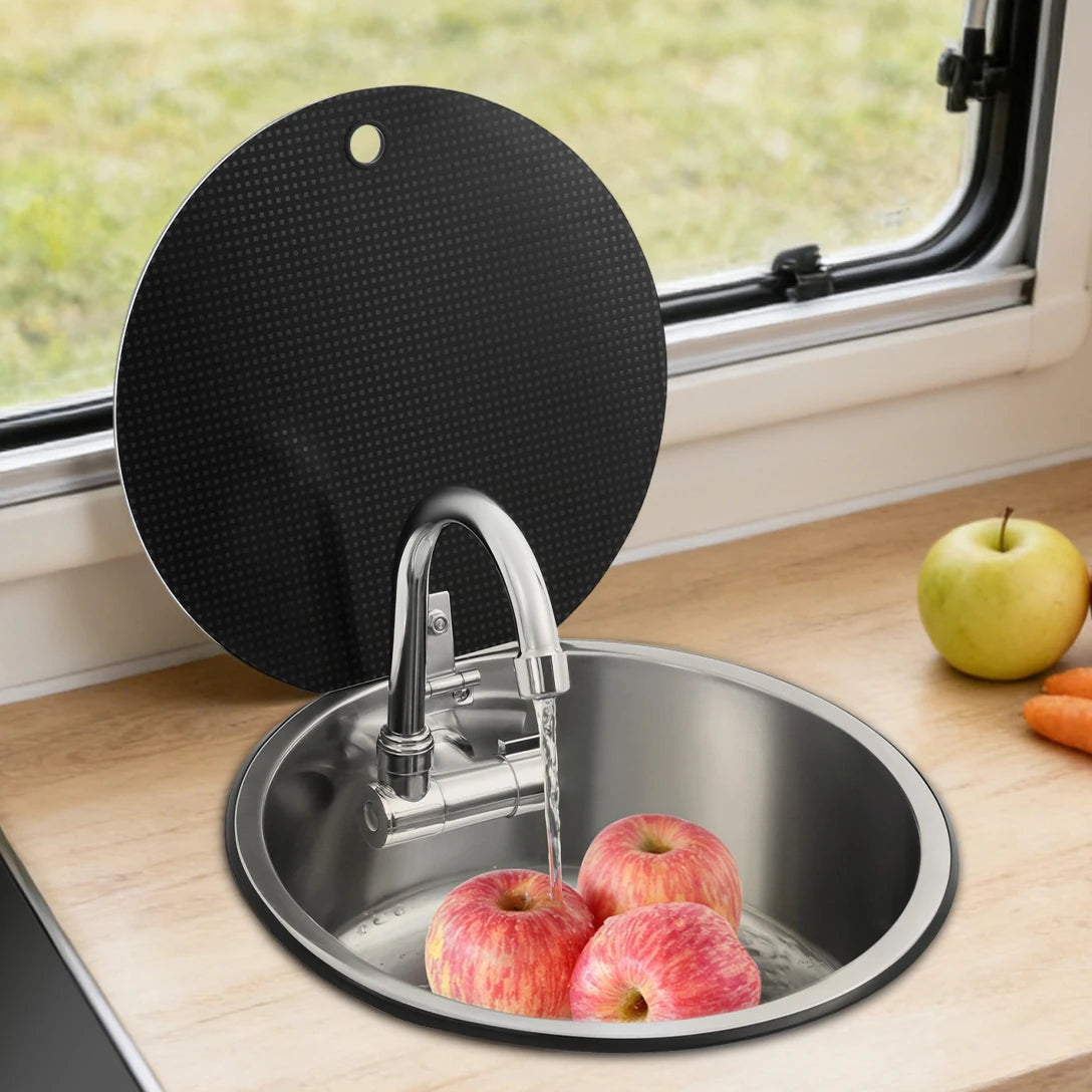 Rv Sink Camper Lid Foldable &Cold Faucet Pipes