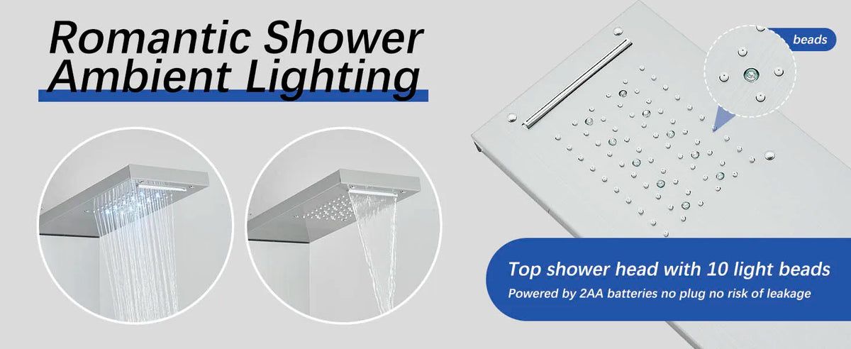 Rain Waterfall Shower Panel Faucet Body Massage Jets
