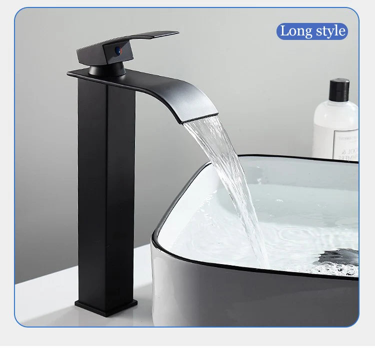 Splash-Proof Dual Control Countertop Waterfall Faucet Bathroom