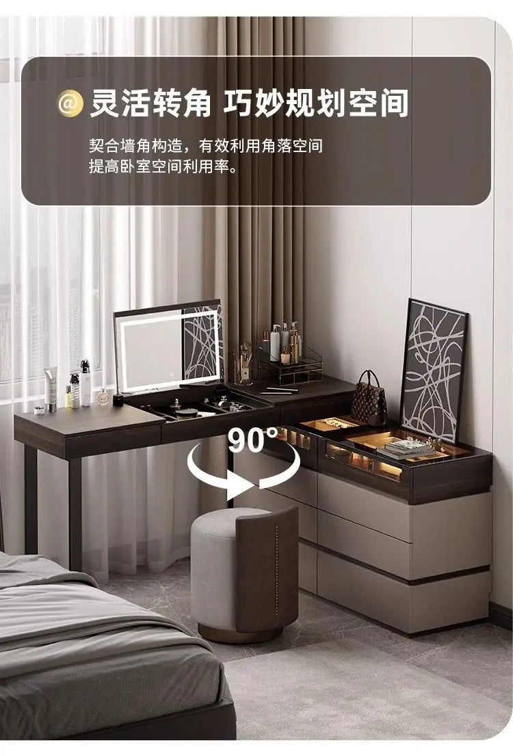 Italian Minimalist Vanity Table Drawer Storage Bedroom Corner