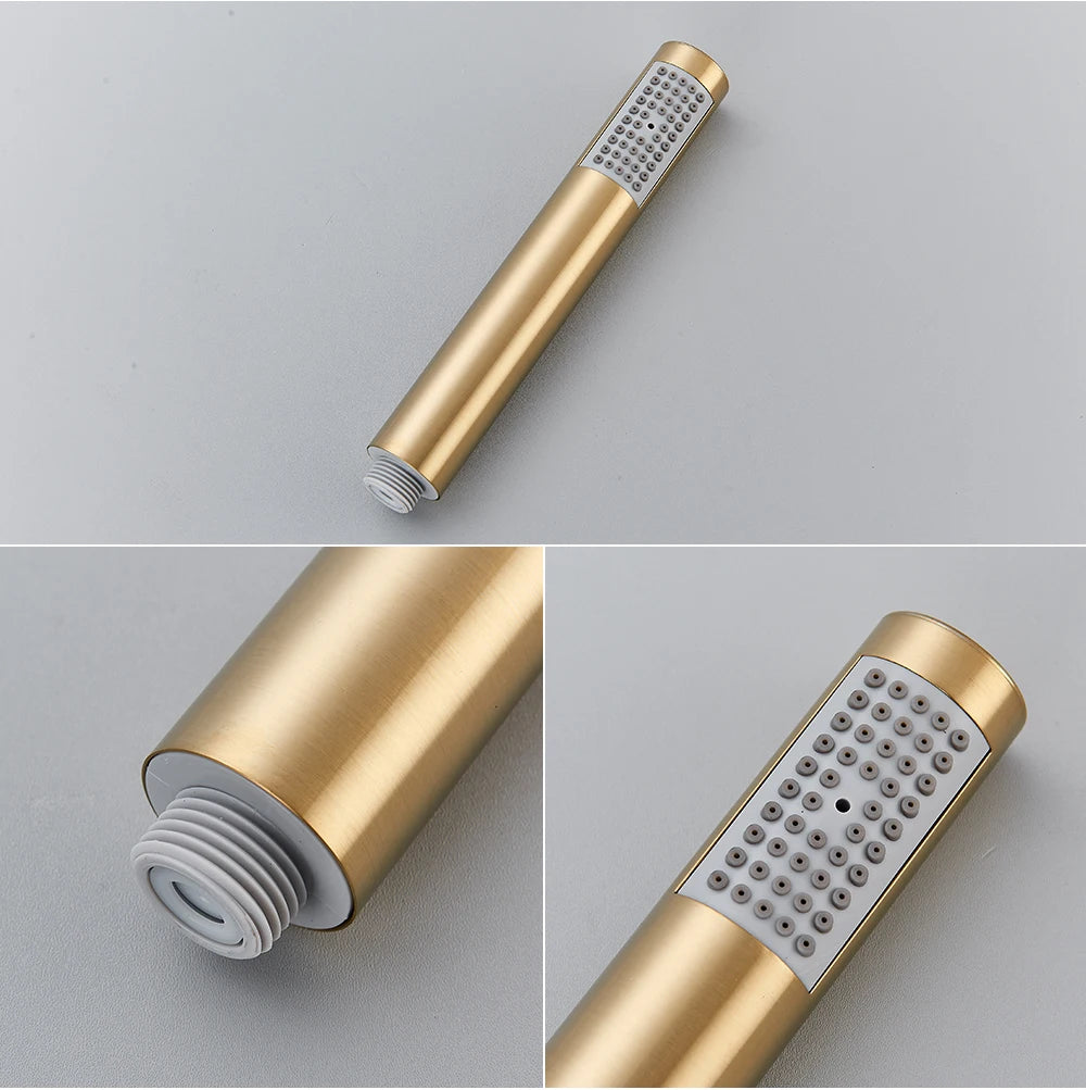 Brushed Gold Handheld Shower Bathroom Shower Faucet &