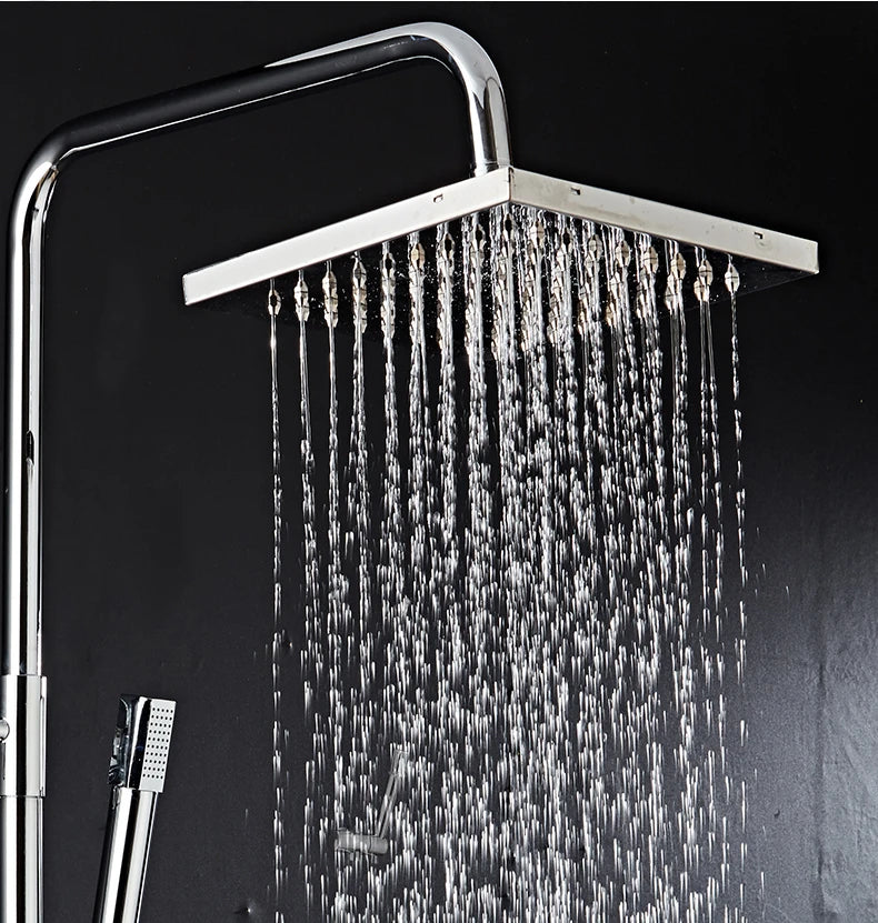 Bathroom Shower Black/Chrome Plated Circular Copper Pressure