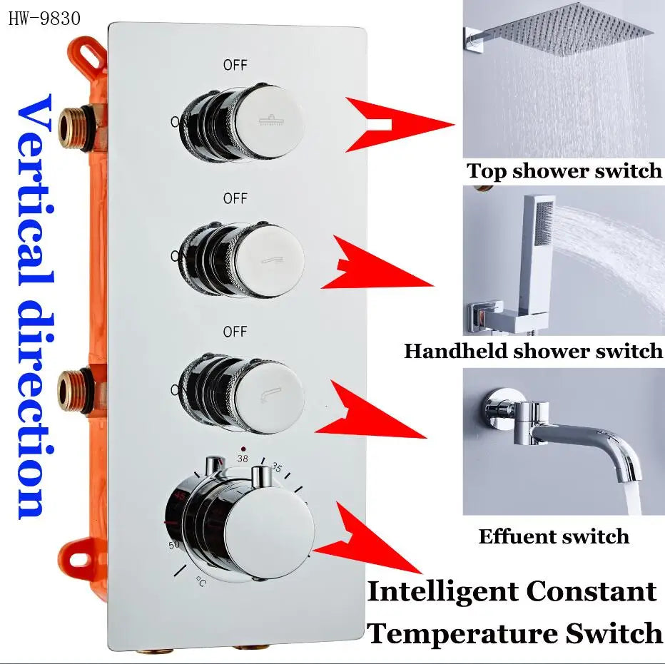 Solid Brass Valve Concealed Thermostat Trim Two Or