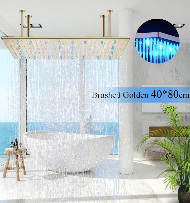 Large Rainfall Shower Faucet Ceiling Installation Bathroom