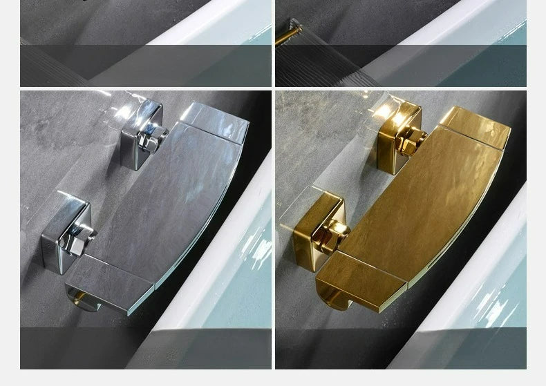Brushed Gold Bath Shower Faucet Brass Bathtub Faucet
