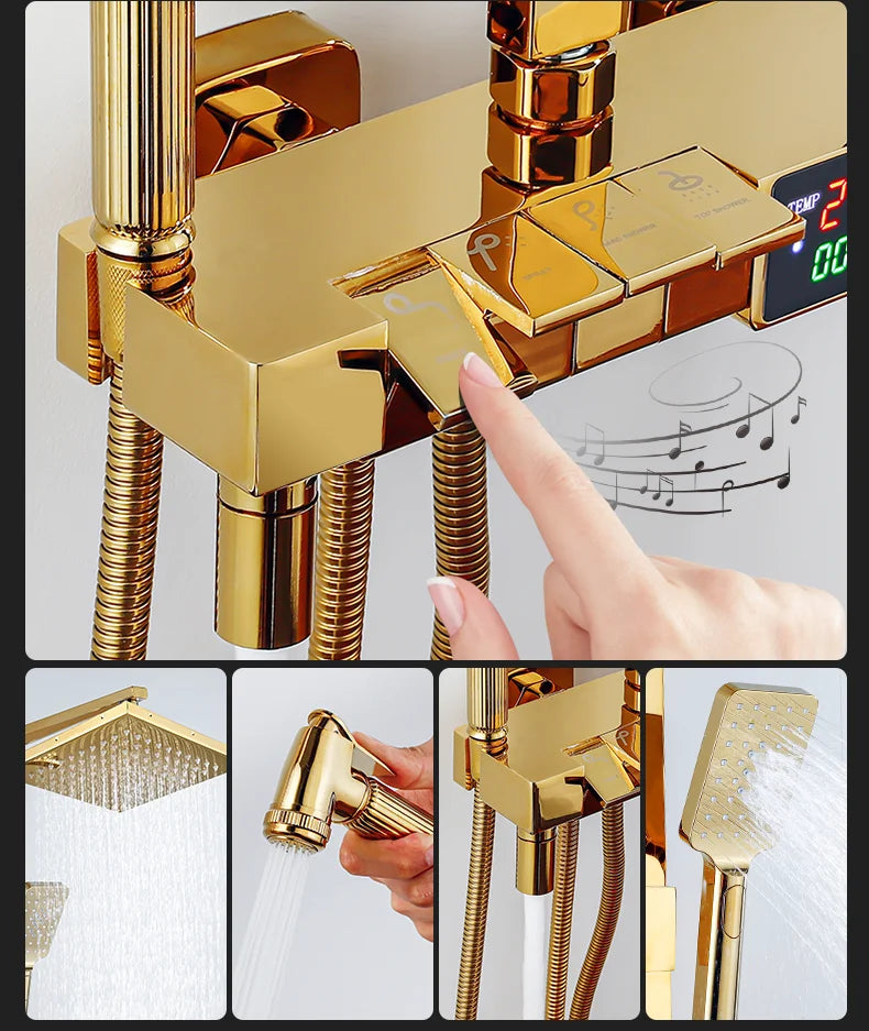 12 Inch Rainfall Shower System Bathroom Luxury Thermostatic