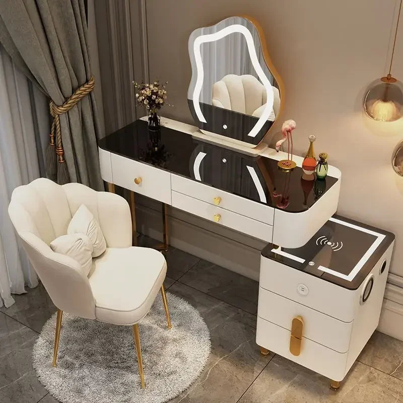 Nordic Glass Luxury Dressing Table Smart Wireless Charging
