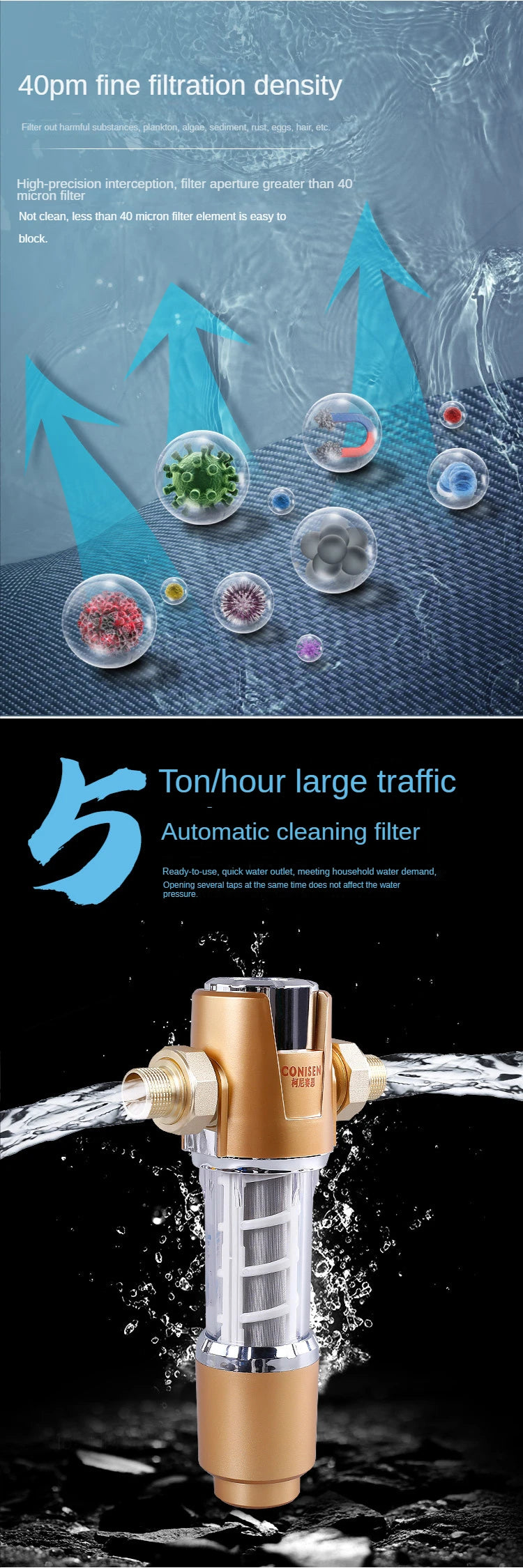 Spin Down Sediment Filter Backwash Whole House Water