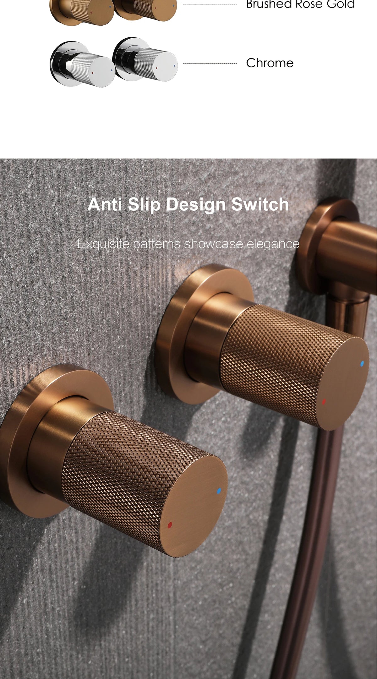 Modern Brass 2-Function Shower System Wall-Embedded Chrome Finish