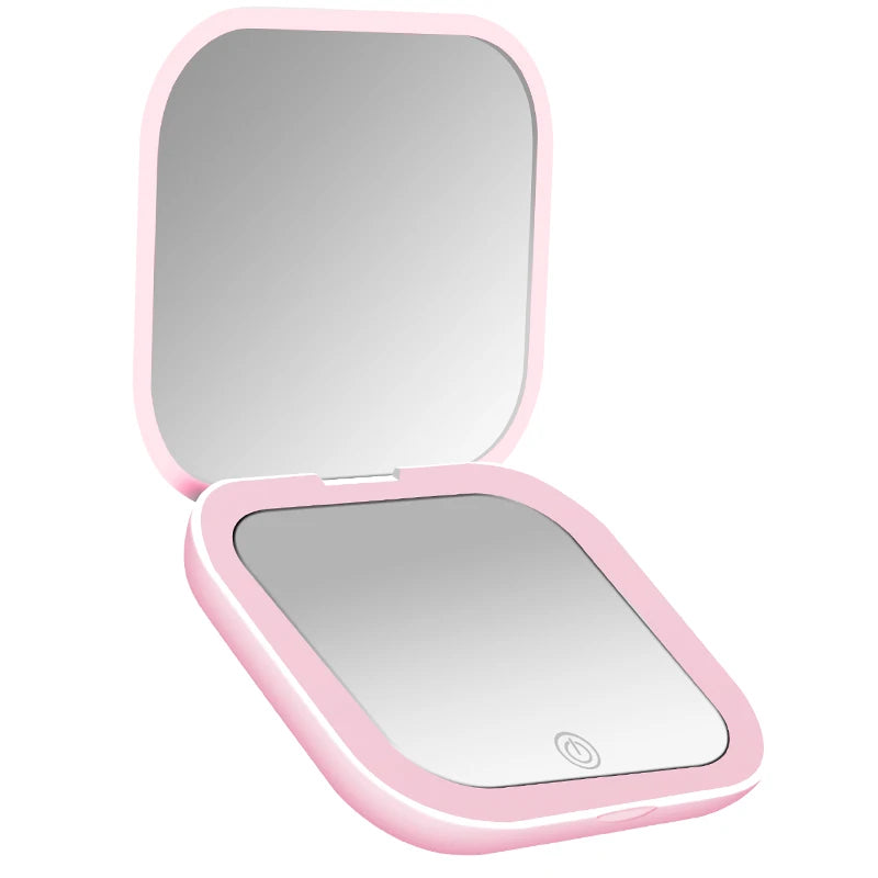 Compact Mirror Lights 1x/2x Magnification Folding Handheld Small