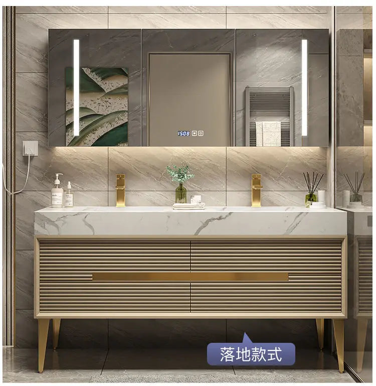 Light Luxury Bathroom Cabinet Rock Plate Washstand Modern