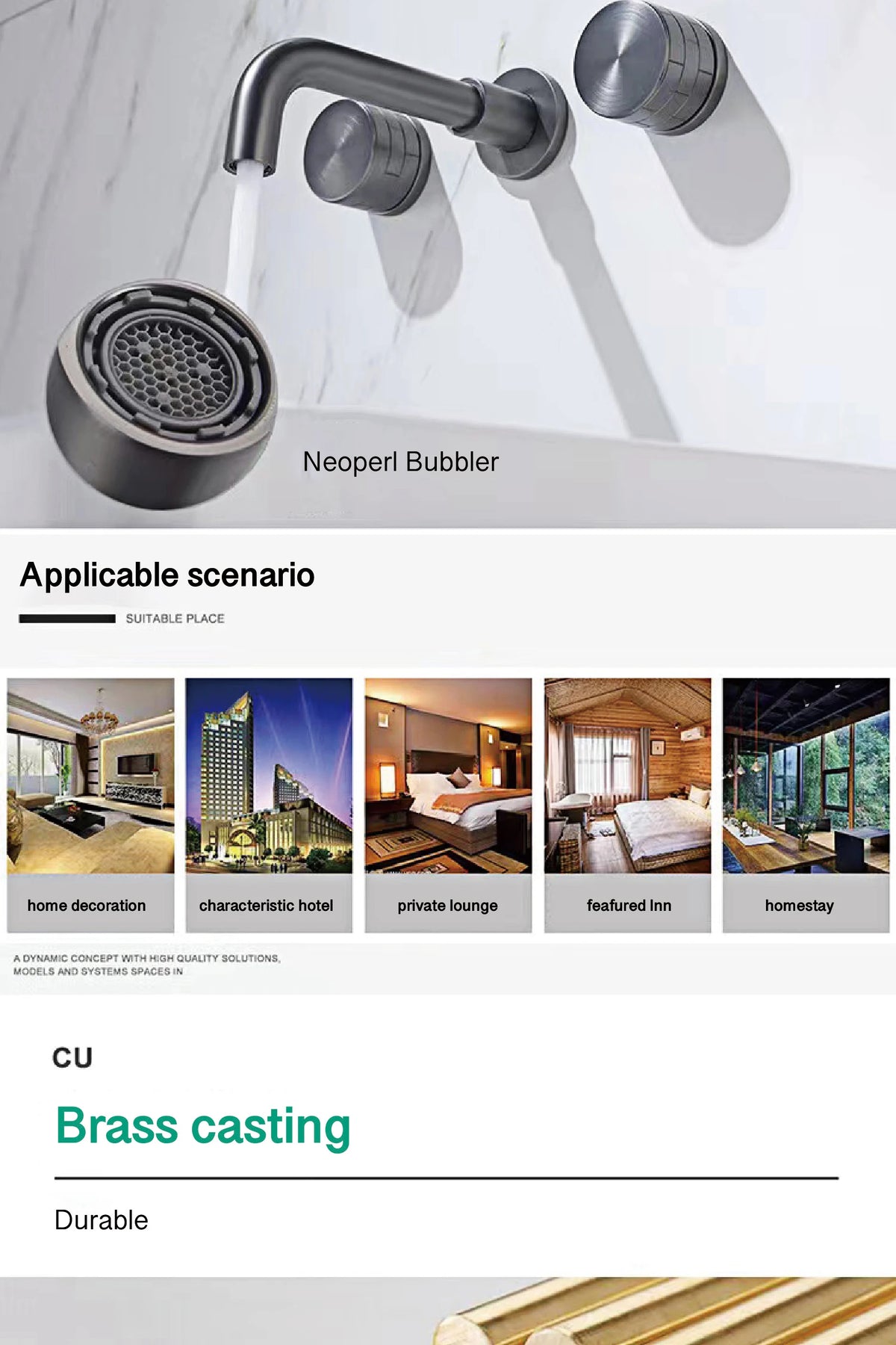Luxury Black Bathroom Concealed Faucet Wall-Mounted Design Double